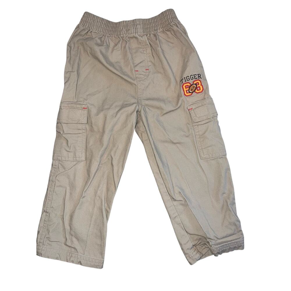 Vintage Disney Kids Tigger football pull on cargo pants  tan size 4T 90s